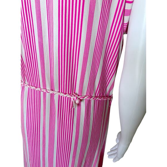 LOVE Womens Plus Size 1X Striped Sleeveless Stretch Collared Maxi Shirt Dress - Picture 9 of 9